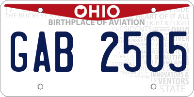 OH license plate GAB2505