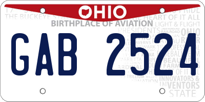 OH license plate GAB2524