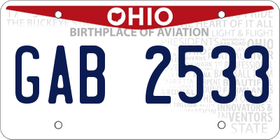 OH license plate GAB2533