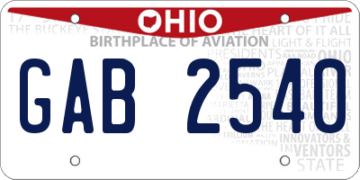 OH license plate GAB2540