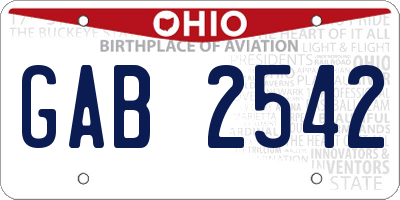 OH license plate GAB2542