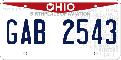 OH license plate GAB2543