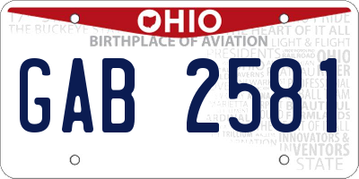 OH license plate GAB2581