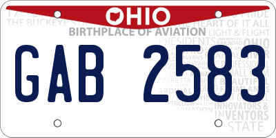 OH license plate GAB2583