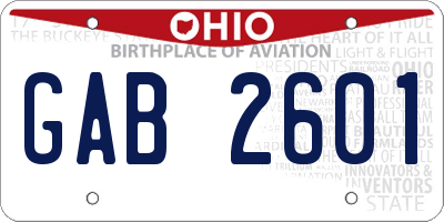 OH license plate GAB2601