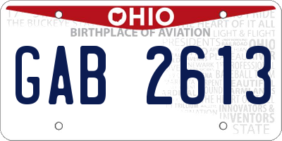 OH license plate GAB2613
