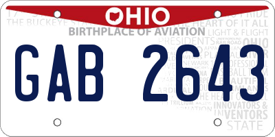 OH license plate GAB2643