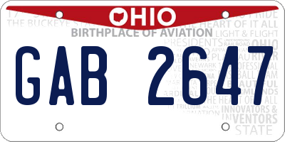 OH license plate GAB2647