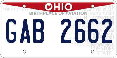 OH license plate GAB2662