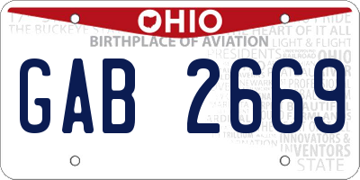 OH license plate GAB2669