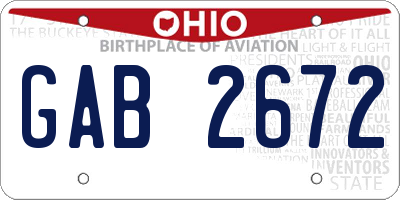 OH license plate GAB2672