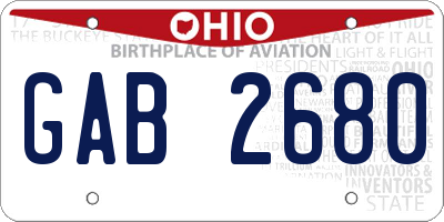 OH license plate GAB2680