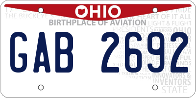 OH license plate GAB2692