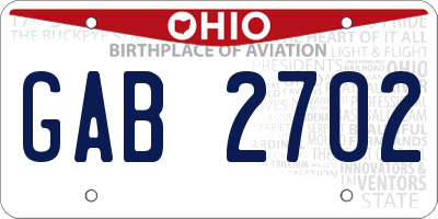 OH license plate GAB2702