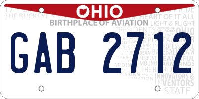 OH license plate GAB2712