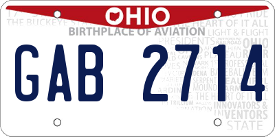 OH license plate GAB2714
