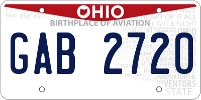 OH license plate GAB2720