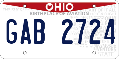 OH license plate GAB2724