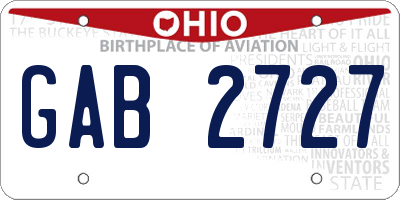OH license plate GAB2727
