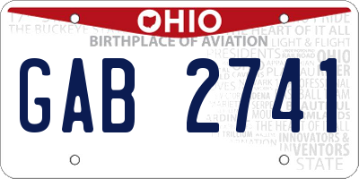OH license plate GAB2741
