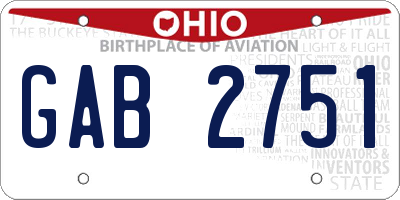 OH license plate GAB2751