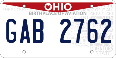 OH license plate GAB2762