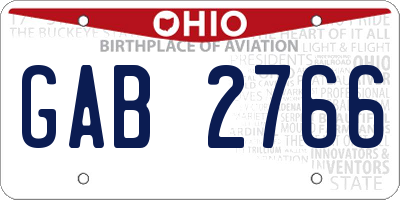 OH license plate GAB2766