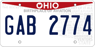 OH license plate GAB2774
