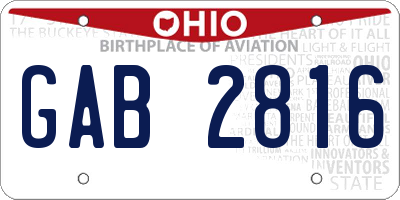 OH license plate GAB2816