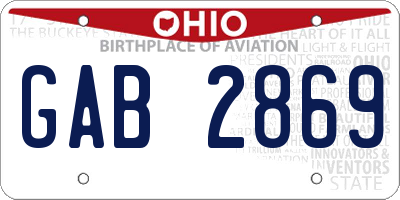 OH license plate GAB2869