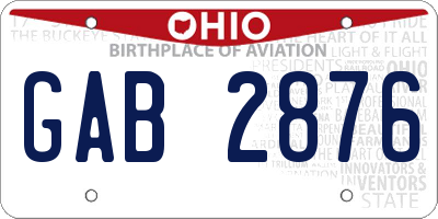 OH license plate GAB2876