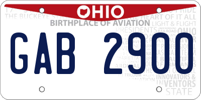 OH license plate GAB2900