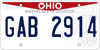 OH license plate GAB2914
