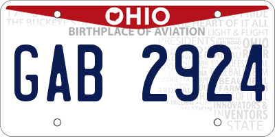 OH license plate GAB2924