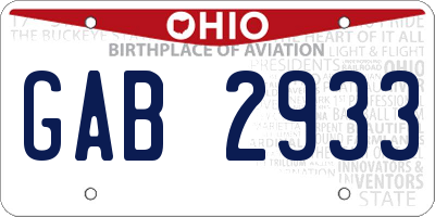 OH license plate GAB2933