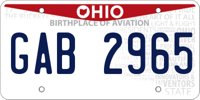 OH license plate GAB2965