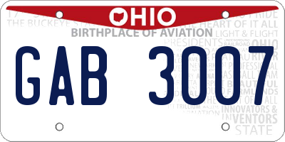 OH license plate GAB3007