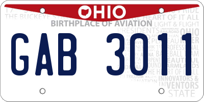 OH license plate GAB3011