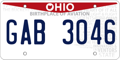 OH license plate GAB3046