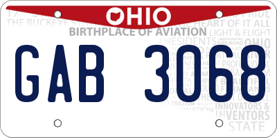 OH license plate GAB3068