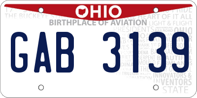 OH license plate GAB3139