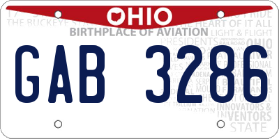 OH license plate GAB3286