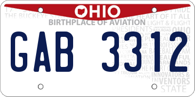 OH license plate GAB3312