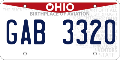 OH license plate GAB3320