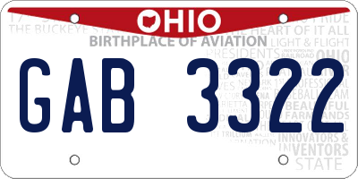 OH license plate GAB3322