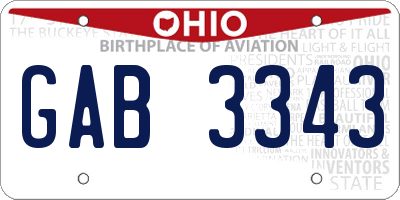 OH license plate GAB3343