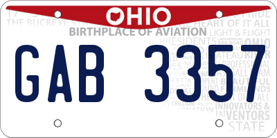 OH license plate GAB3357