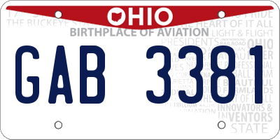 OH license plate GAB3381