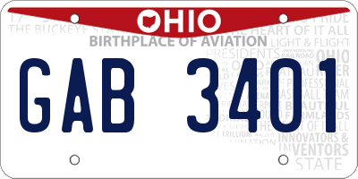 OH license plate GAB3401