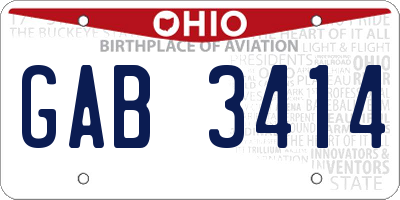 OH license plate GAB3414